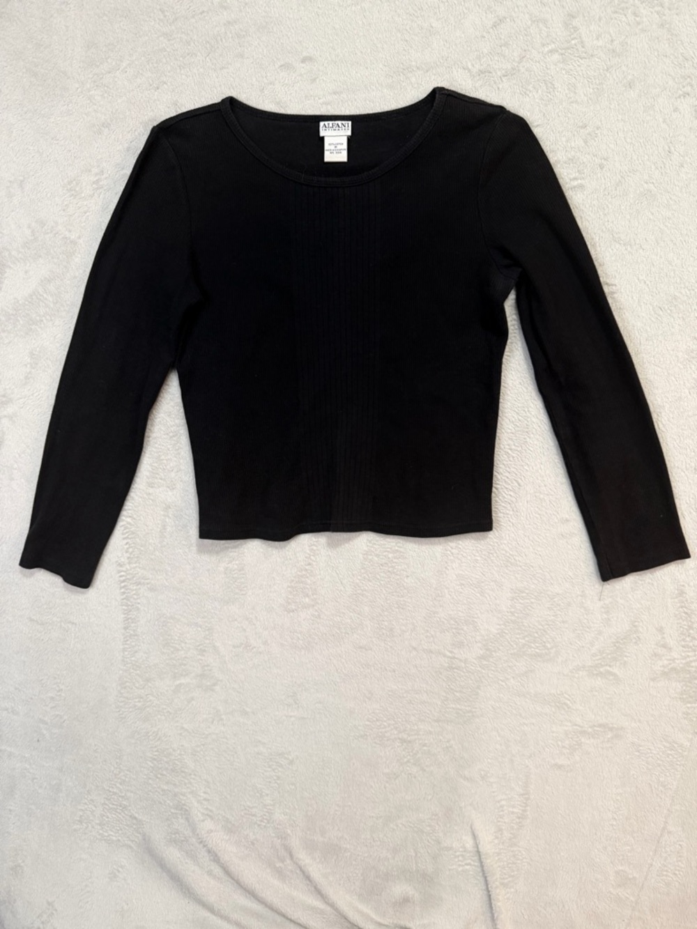 Alfani Black Ribbed Long-Sleeve Crop Top